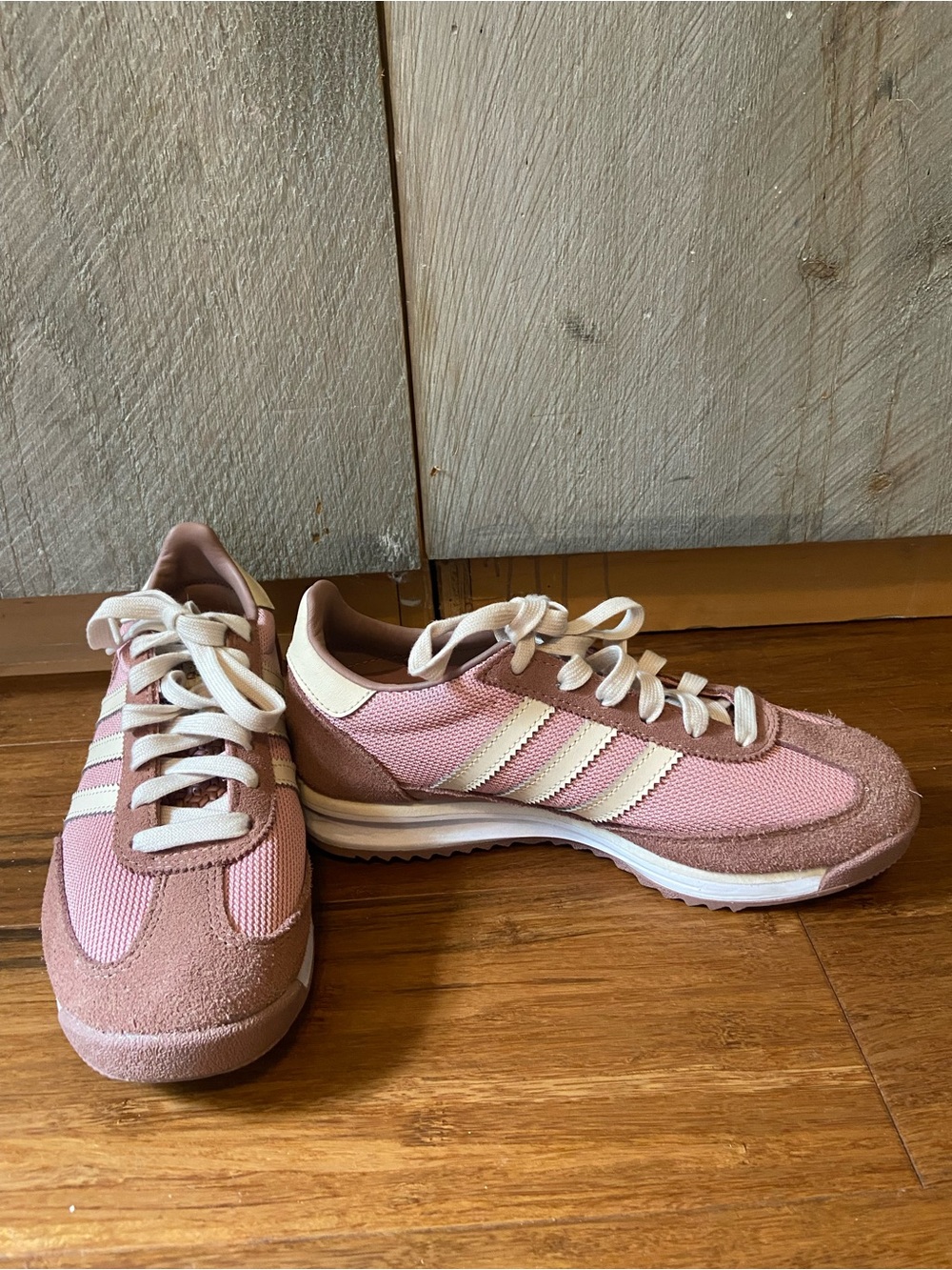 Adidas Women’s Pink and Cream Retro Runner Sneakers